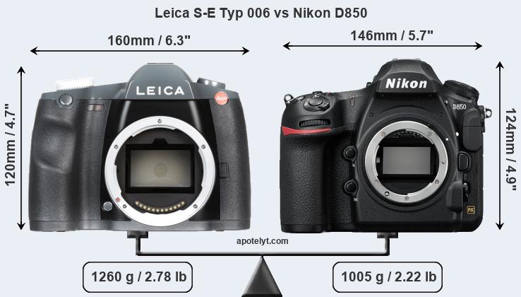 Size Leica S-E Typ 006 vs Nikon D850
