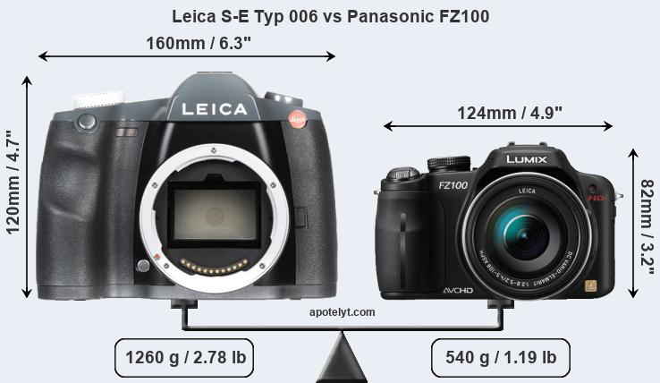 Size Leica S-E Typ 006 vs Panasonic FZ100