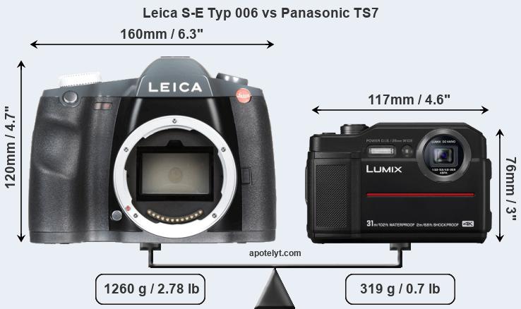 Size Leica S-E Typ 006 vs Panasonic TS7