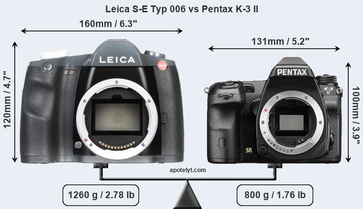 Size Leica S-E Typ 006 vs Pentax K-3 II