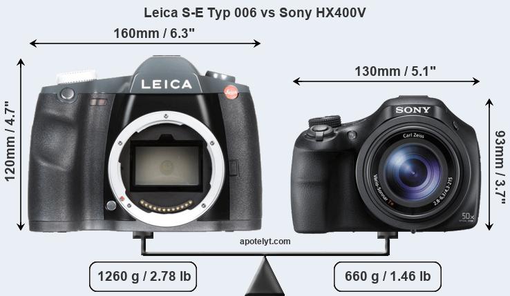 Size Leica S-E Typ 006 vs Sony HX400V