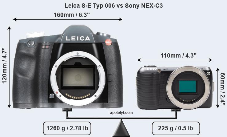 Size Leica S-E Typ 006 vs Sony NEX-C3