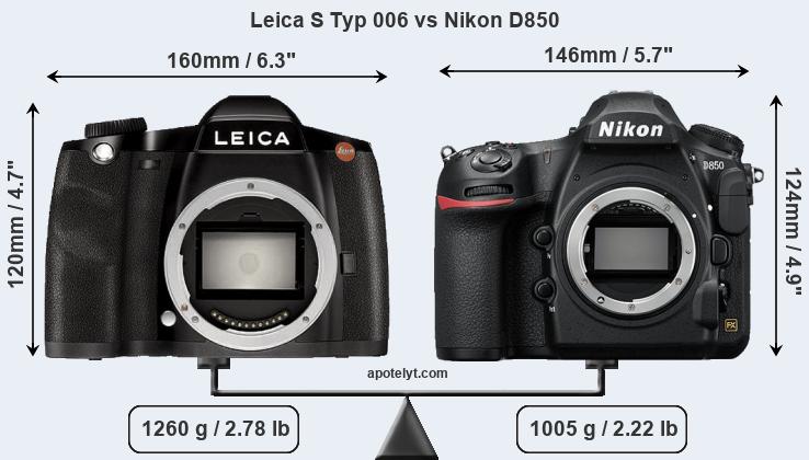 Size Leica S Typ 006 vs Nikon D850