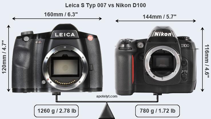Size Leica S Typ 007 vs Nikon D100