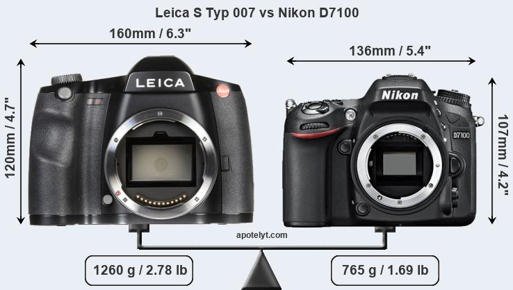 Size Leica S Typ 007 vs Nikon D7100