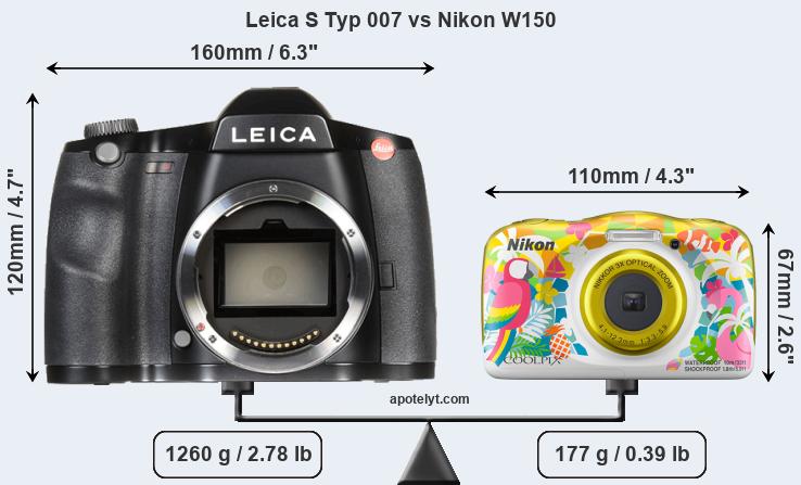 Size Leica S Typ 007 vs Nikon W150