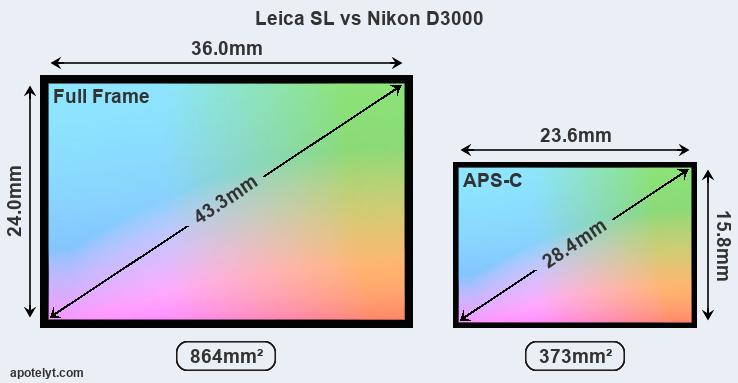 Leica SL and Nikon D3000 sensor measures