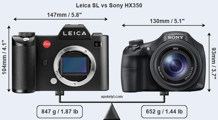 Size Leica SL vs Sony HX350