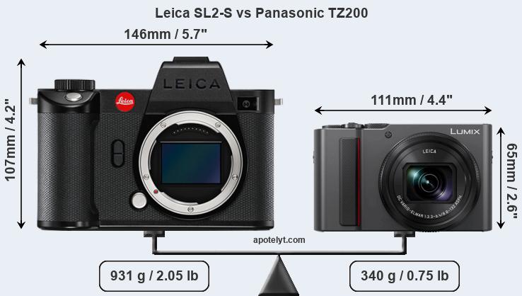 Size Leica SL2-S vs Panasonic TZ200