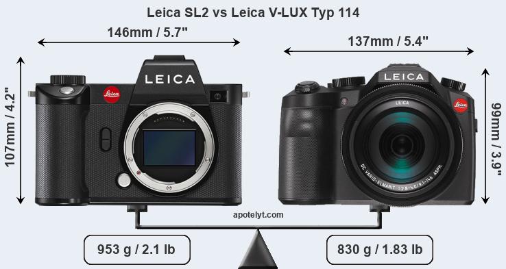 Size Leica SL2 vs Leica V-LUX Typ 114