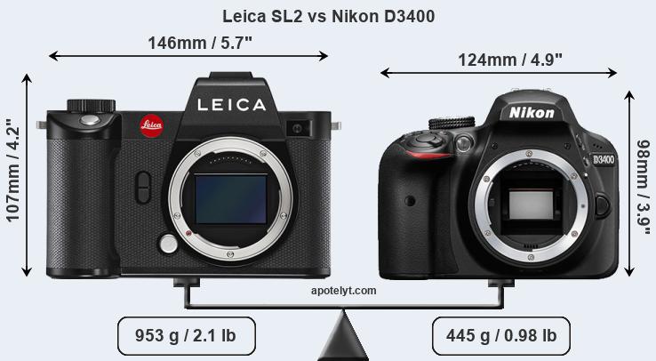 Size Leica SL2 vs Nikon D3400