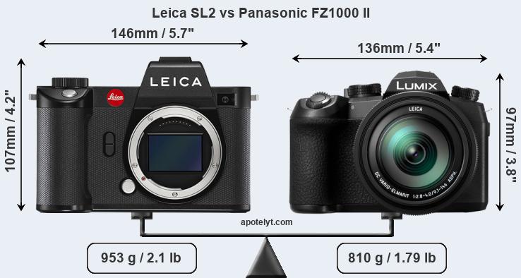 Size Leica SL2 vs Panasonic FZ1000 II