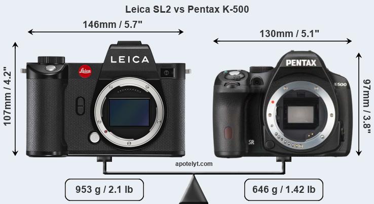 Size Leica SL2 vs Pentax K-500