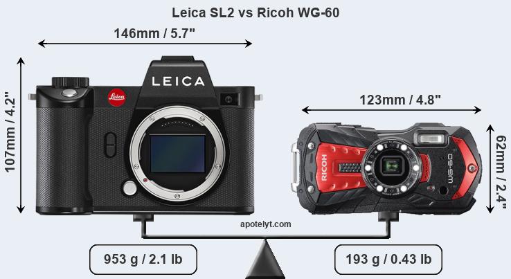 Size Leica SL2 vs Ricoh WG-60