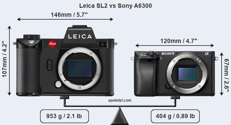Size Leica SL2 vs Sony A6300