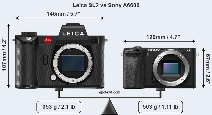Size Leica SL2 vs Sony A6600