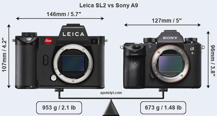 Size Leica SL2 vs Sony A9