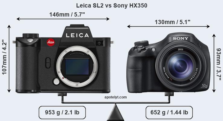 Size Leica SL2 vs Sony HX350