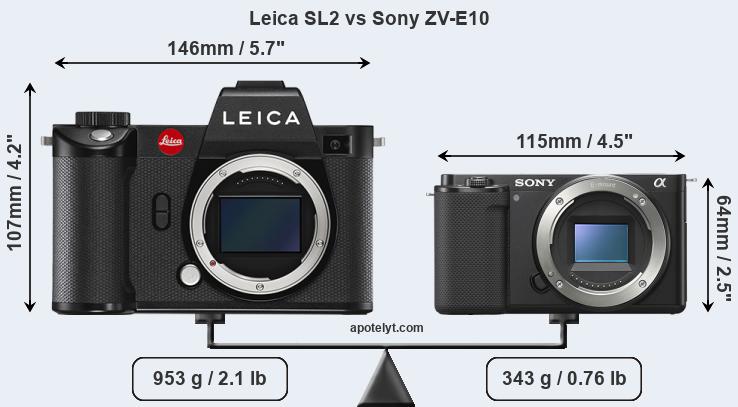 Size Leica SL2 vs Sony ZV-E10