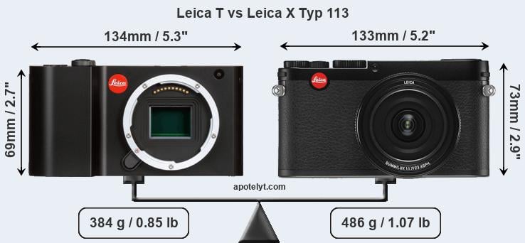 Size Leica T vs Leica X Typ 113