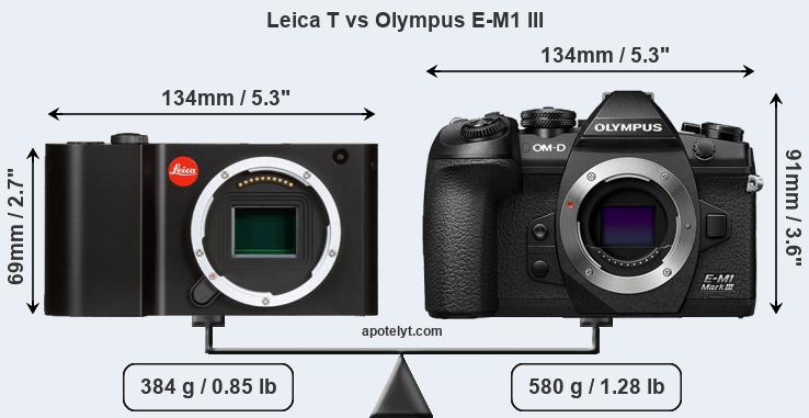 Size Leica T vs Olympus E-M1 III