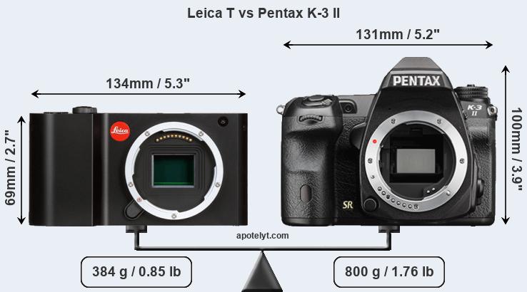 Size Leica T vs Pentax K-3 II