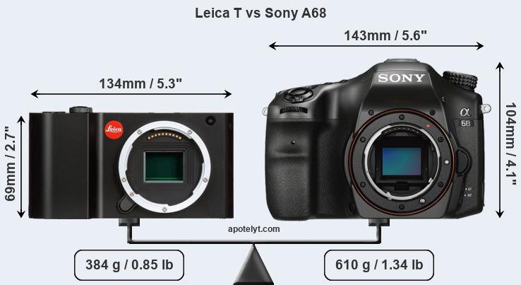 Size Leica T vs Sony A68