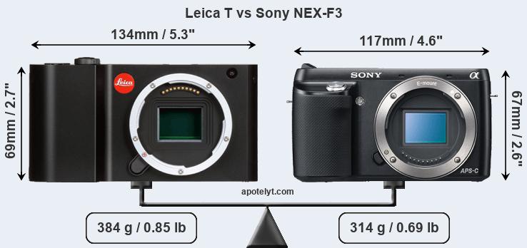 Size Leica T vs Sony NEX-F3