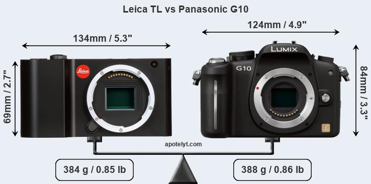 Size Leica TL vs Panasonic G10