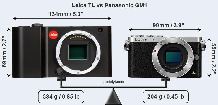 Size Leica TL vs Panasonic GM1