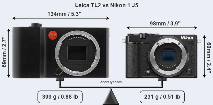 Size Leica TL2 vs Nikon 1 J5