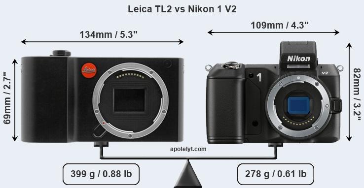 Size Leica TL2 vs Nikon 1 V2