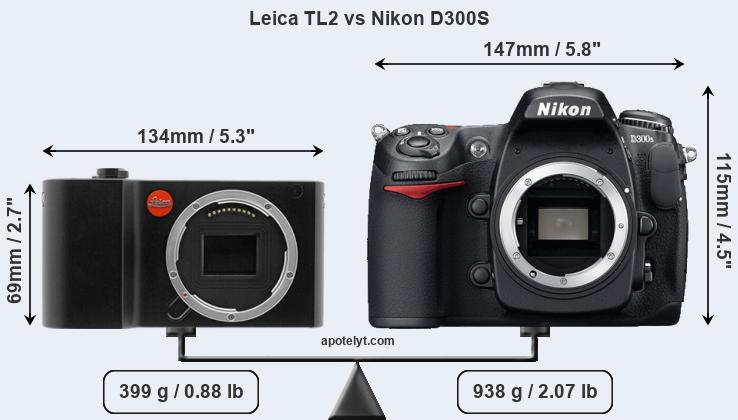 Size Leica TL2 vs Nikon D300S