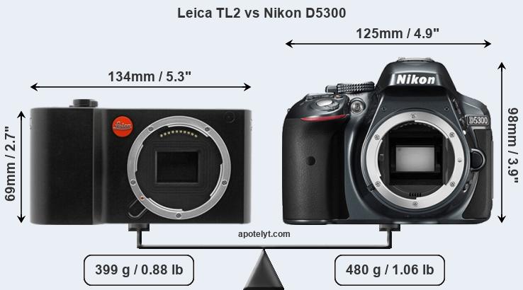 Size Leica TL2 vs Nikon D5300