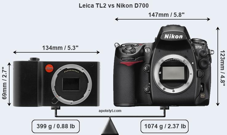 Size Leica TL2 vs Nikon D700