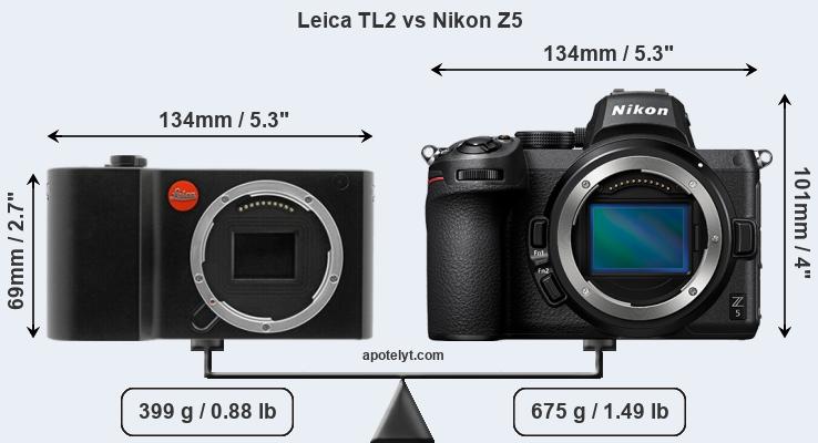 Size Leica TL2 vs Nikon Z5