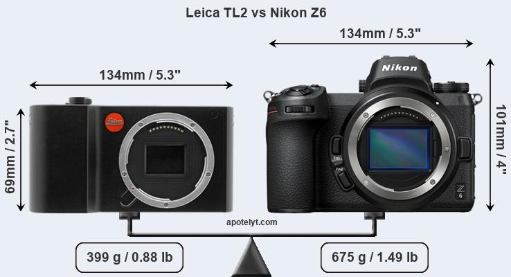 Size Leica TL2 vs Nikon Z6