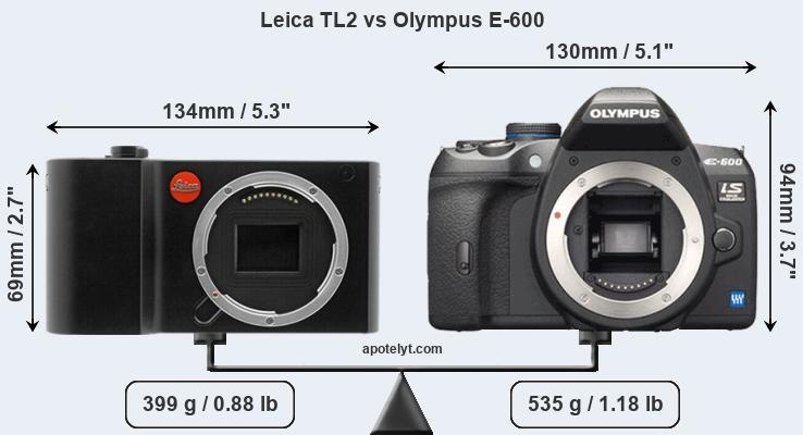 Size Leica TL2 vs Olympus E-600