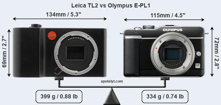 Size Leica TL2 vs Olympus E-PL1