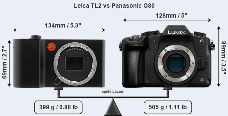 Size Leica TL2 vs Panasonic G80