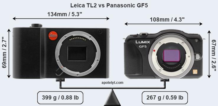 Size Leica TL2 vs Panasonic GF5