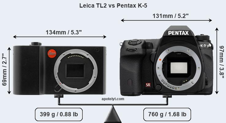 Size Leica TL2 vs Pentax K-5