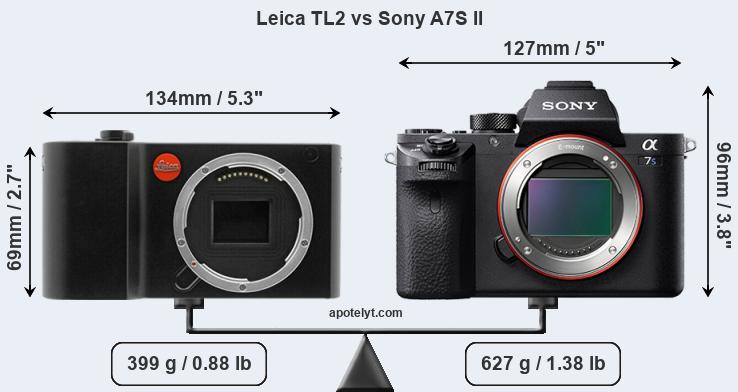 Size Leica TL2 vs Sony A7S II