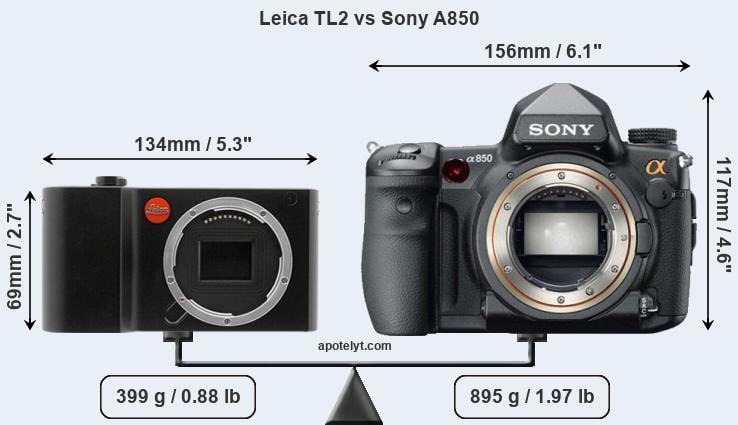 Size Leica TL2 vs Sony A850