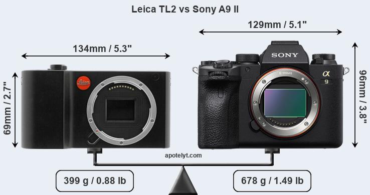 Size Leica TL2 vs Sony A9 II