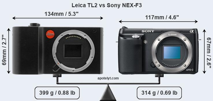 Size Leica TL2 vs Sony NEX-F3