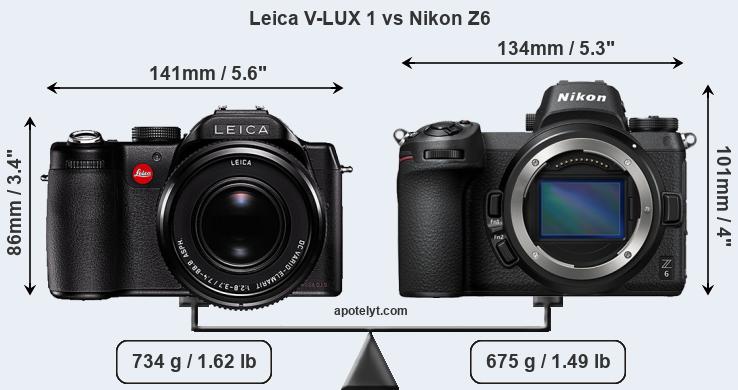 Size Leica V-LUX 1 vs Nikon Z6