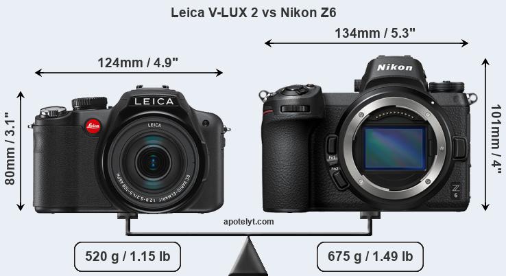 Size Leica V-LUX 2 vs Nikon Z6