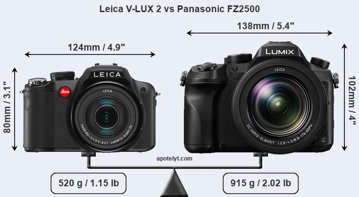 Size Leica V-LUX 2 vs Panasonic FZ2500