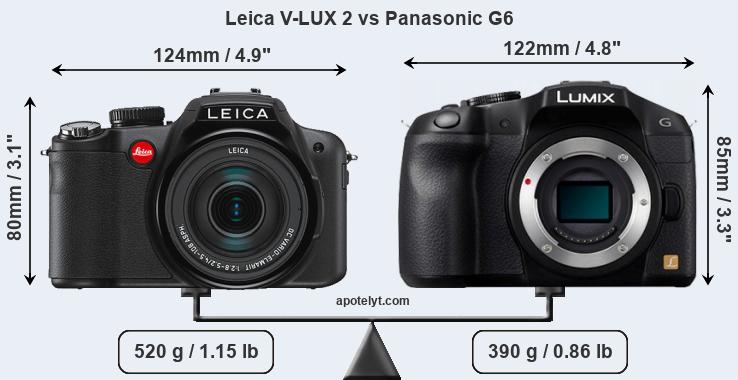 Size Leica V-LUX 2 vs Panasonic G6